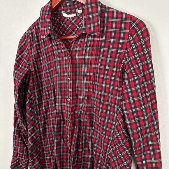 J. Jill Uncommon Threads Womens Flannel Plaid Button Down Shirt Blouse XS Petite - Picture 2 of 7
